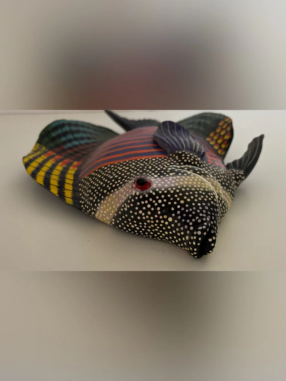 Colorful Hand-Painted Tropical Fish Wall Decor - Orange, Blue & Green